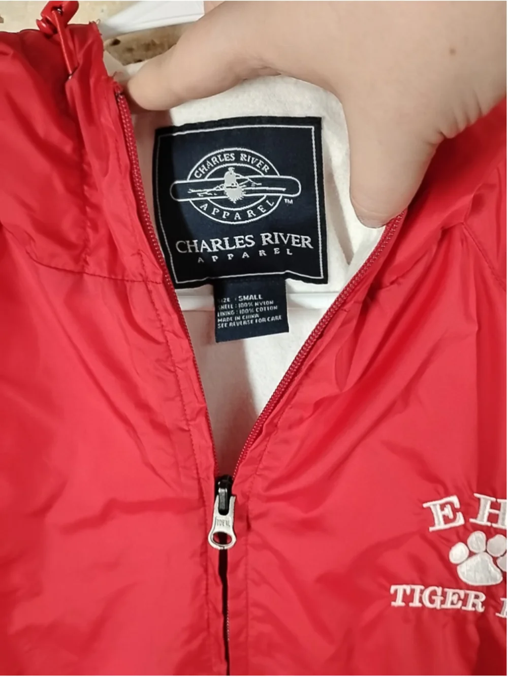 Eufaula High School Tiger Rep Red Half Zip Rain Jacket Charles River size Small - Picture 2 of 4